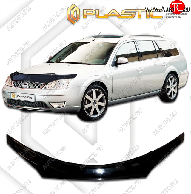 2 079 р. Дефлектор капота (exclusive) CA-Plastic  Ford Mondeo (2000-2007) Mk3,BWY дорестайлинг, универсал, Mk3,BWY рестайлинг, универсал (Classic чёрный, Без надписи)  с доставкой в г. Екатеринбург