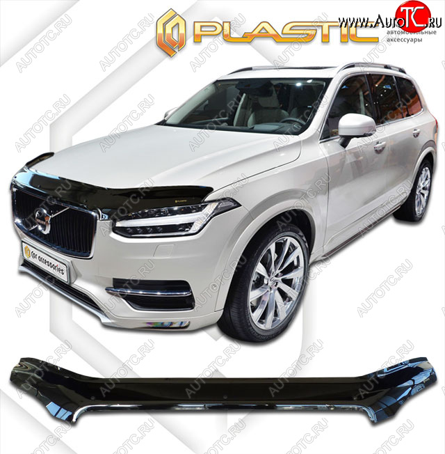 2 899 р. Дефлектор капота (exclusive) CA-Plastic  Volvo XC90  L (2015-2024) дорестайлинг, рестайлинг (Classic чёрный, Без надписи)  с доставкой в г. Екатеринбург