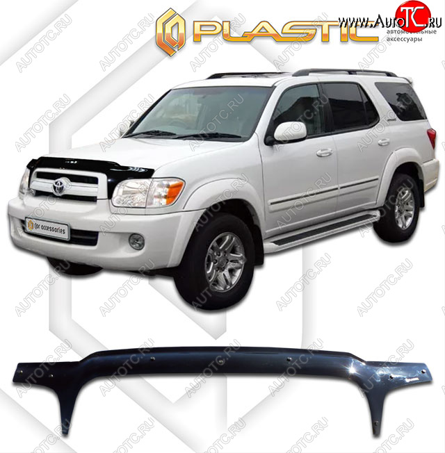 2 399 р. Дефлектор капота (exclusive) CA-Plastic  Toyota Sequoia (2004-2007) XK30, XK40 рестайлинг (Classic чёрный, Без надписи)  с доставкой в г. Екатеринбург