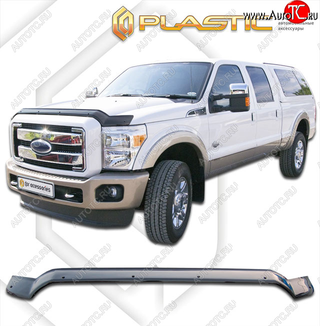 2 799 р. Дефлектор капота (exclusive) CA-Plastic  Ford F350  P473 PickUp CrewCab (2010-2016) (Classic чёрный, Без надписи)  с доставкой в г. Екатеринбург