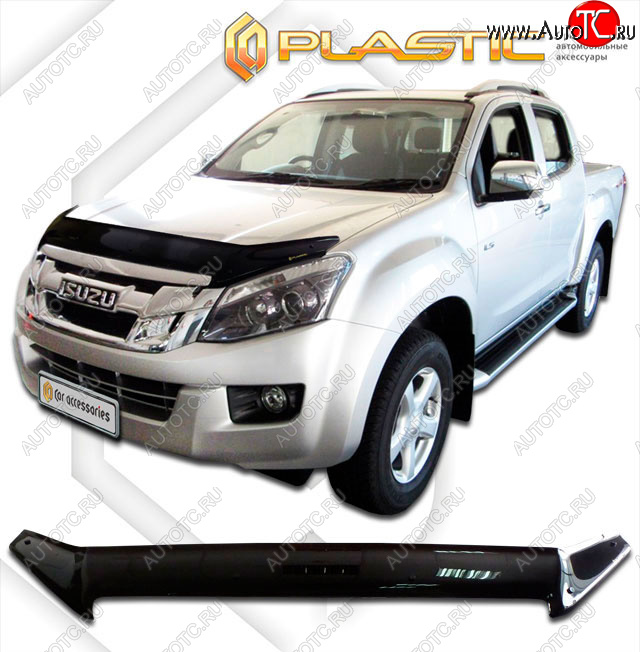 2 079 р. Дефлектор капота (exclusive) CA-Plastic  Isuzu D-Max ( RT85 ExtendedCab,  RT85,TFR ExtendedCab) (2011-2021) дорестайлинг, рестайлинг (Classic чёрный, Без надписи)  с доставкой в г. Екатеринбург