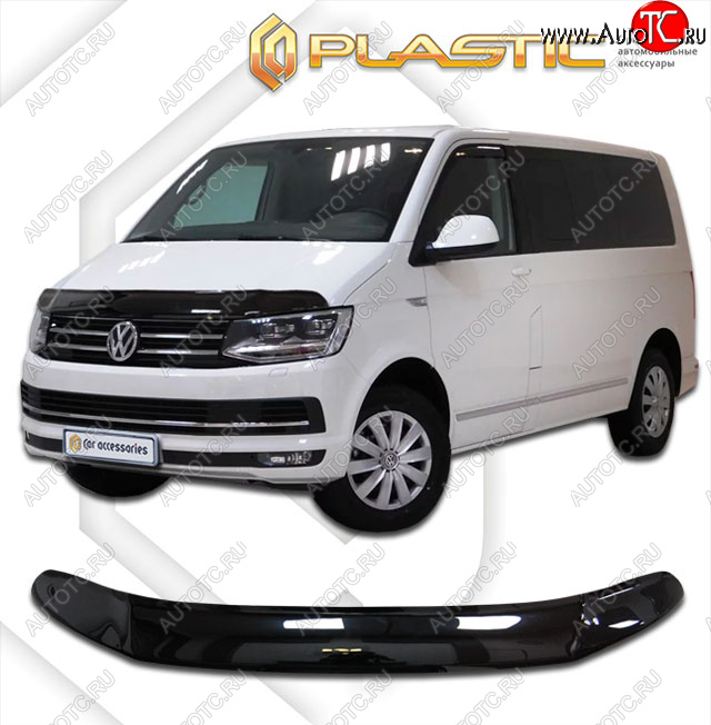 2 599 р. Дефлектор капота (exclusive) CA-Plastic  Volkswagen Caravelle  T6 (2015-2019) дорестайлинг (Classic чёрный, Без надписи)  с доставкой в г. Екатеринбург