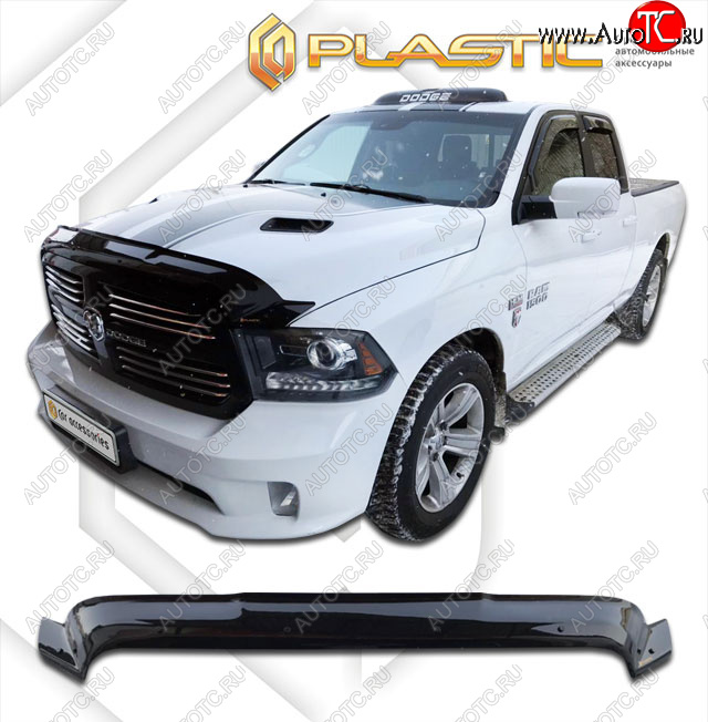 2 399 р. Дефлектор капота (Quad Cab) CA-Plastic Exclusive  Dodge Ram  DJ, DS (2008-2012) (Classic чёрный, Без надписи)  с доставкой в г. Екатеринбург