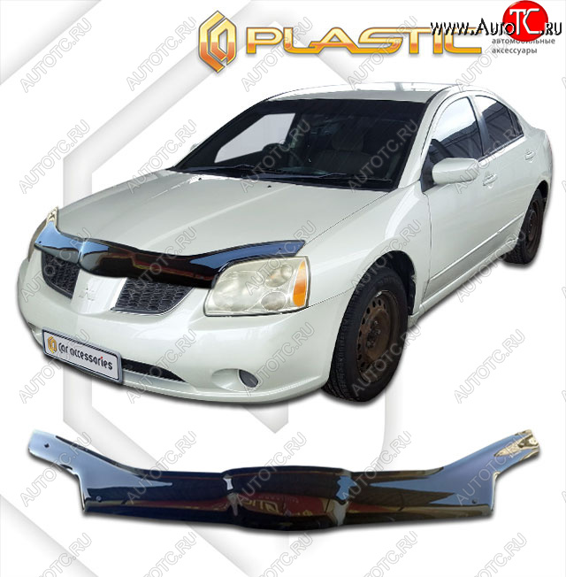 2 199 р. Дефлектор капота (exclusive) CA-Plastic  Mitsubishi Galant (2004-2012) (Classic черный, Без надписи)  с доставкой в г. Екатеринбург