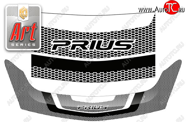 2 879 р. Дефлектор капота (правый руль) Art белая  Toyota Prius  XW20 (2003-2011) дорестайлинг, рестайлинг (Art белая)  с доставкой в г. Екатеринбург