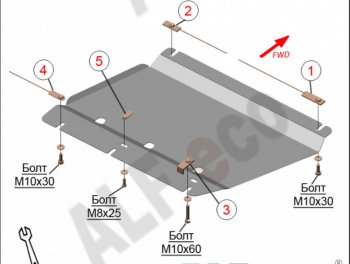 Защита РК (V-6.2) Alfeco Cadillac (Кадиллак) Escalade (Эскалайд)  GMTK2 джип 5 дв. (2015-2020) GMTK2 джип 5 дв. короткая база