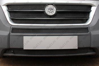 6 349 р. Защитная сетка в бампер (ячейка 3х7 мм, 5 частей) Alfeco Стандарт Fiat Ducato 290 (2014-2024) (Чёрная)  с доставкой в г. Екатеринбург. Увеличить фотографию 2