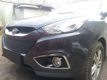 Защитная сетка радиатора в бампер (ячейка 4х10 мм) Стрелка11 Премиум Hyundai IX35 LM дорестайлинг (2009-2013)