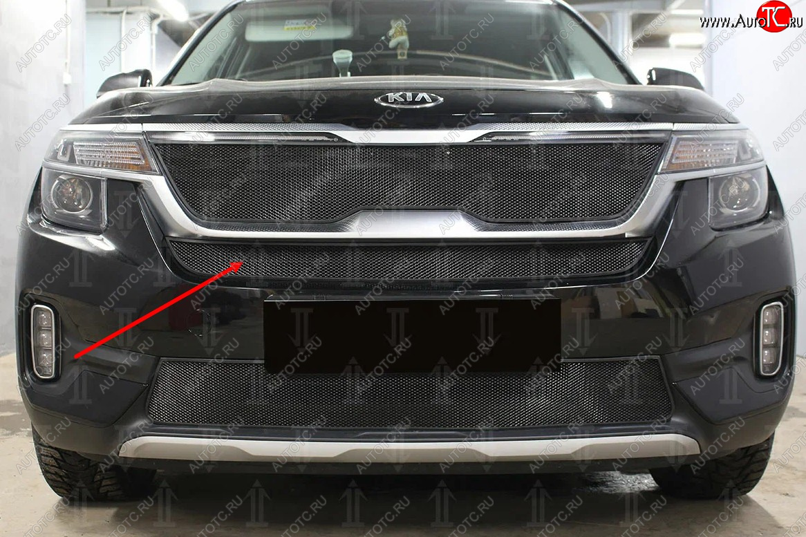 2 579 р.           Защита радиатора KIA Seltos 2019- black середина  KIA Seltos (2019-2024) (черная)  с доставкой в г. Екатеринбург