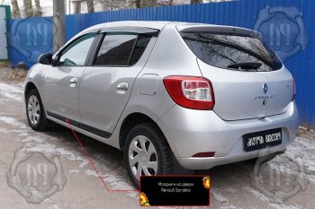 659 р. Задний левый молдинг на дверь Русская Артель  Renault Sandero  (B8) (2014-2018) дорестайлинг (Поверхность глянец, Неокрашенный)  с доставкой в г. Екатеринбург. Увеличить фотографию 1