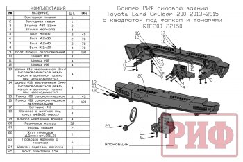 78 999 р. Бампер силовой задний РИФ  Toyota Land Cruiser  200 (2012-2015) 1-ый рестайлинг (с квадратом под фаркоп и фонарями)  с доставкой в г. Екатеринбург. Увеличить фотографию 4