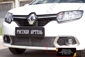 2 099 р. Защитная сетка решётки переднего бампера Русская Артель Renault Sandero (B8) дорестайлинг (2014-2018) (Поверхность текстурная)  с доставкой в г. Екатеринбург. Увеличить фотографию 3