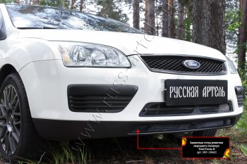 2 499 р. Защитная сетка решетки переднего бампера Русская Артель Ford Focus 2  седан дорестайлинг (2004-2008) (Поверхность текстурная)  с доставкой в г. Екатеринбург. Увеличить фотографию 2