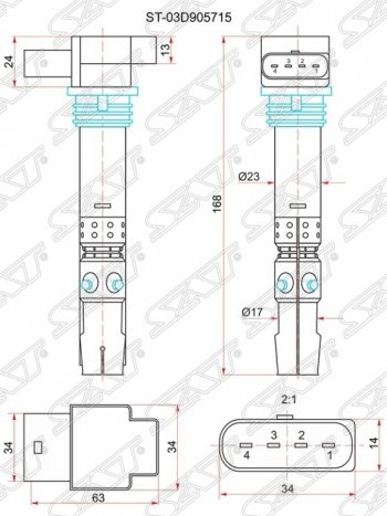 Катушка зажигания SAT Volkswagen Polo 5 седан дорестайлинг (2009-2015)