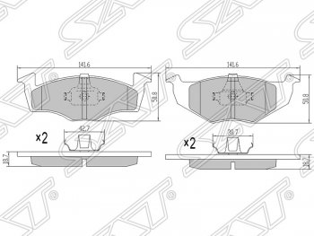 1 039 р. Колодки тормозные SAT (передние)  Skoda Fabia ( Mk1,  Mk2) (2004-2010), Volkswagen Polo  9N1 (2001-2009)  с доставкой в г. Екатеринбург. Увеличить фотографию 1