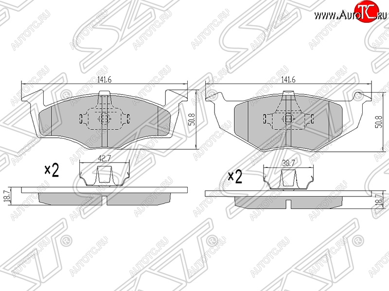 1 039 р. Колодки тормозные SAT (передние)  Skoda Fabia ( Mk1,  Mk2) (2004-2010), Volkswagen Polo  9N1 (2001-2009)  с доставкой в г. Екатеринбург