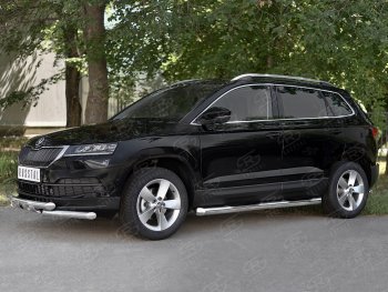 17 999 р. Защита переднего бампера (2 трубы Ø63 мм, нержавейка) Russtal Skoda Karoq NU7 дорестайлинг (2017-2021)  с доставкой в г. Екатеринбург. Увеличить фотографию 3