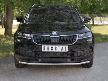 Защита переднего бампера (Ø42 мм, нержавейка) Russtal Skoda Karoq NU7 дорестайлинг (2017-2021)