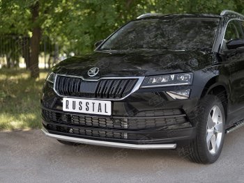 8 349 р. Защита переднего бампера (Ø42 мм, нержавейка) Russtal Skoda Karoq NU7 дорестайлинг (2017-2021)  с доставкой в г. Екатеринбург. Увеличить фотографию 2