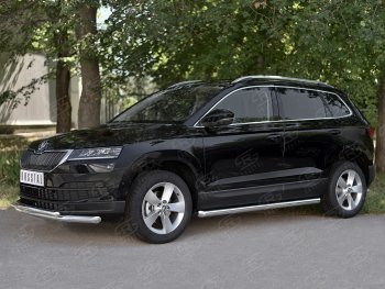 8 999 р. Защита переднего бампера (2 трубы Ø63 и 42 мм, нержавейка) Russtal Skoda Karoq NU7 дорестайлинг (2017-2021)  с доставкой в г. Екатеринбург. Увеличить фотографию 3