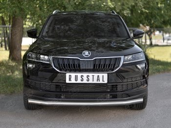 Защита переднего бампера (Ø63 мм, нержавейка) Russtal Skoda Karoq NU7 дорестайлинг (2017-2021)