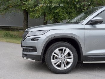 15 499 р. Защита переднего бампера (Ø63 мм, нержавейка) SLITKOFF Skoda Kodiaq NU7 дорестайлинг (2017-2021)  с доставкой в г. Екатеринбург. Увеличить фотографию 2