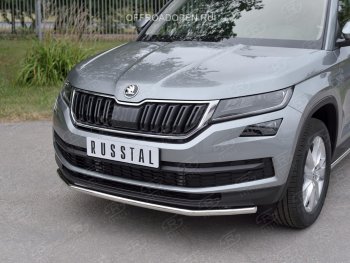 15 499 р. Защита переднего бампера (Ø63 мм, нержавейка) SLITKOFF Skoda Kodiaq NU7 дорестайлинг (2017-2021)  с доставкой в г. Екатеринбург. Увеличить фотографию 3