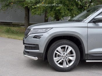 14 349 р. Защита переднего бампера (Ø63 мм, нержавейка) SLITKOFF Skoda Kodiaq NU7 дорестайлинг (2017-2021)  с доставкой в г. Екатеринбург. Увеличить фотографию 4