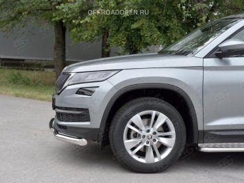 20 999 р. Защита переднего бампера (2 трубы Ø63 и 42 мм, нержавейка) SLITKOFF Skoda Kodiaq NU7 дорестайлинг (2017-2021)  с доставкой в г. Екатеринбург. Увеличить фотографию 3