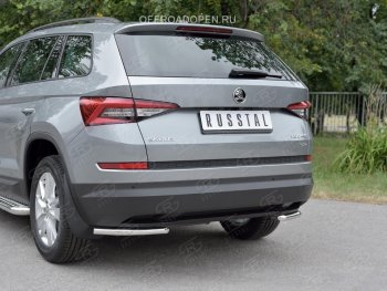 15 399 р. Защита заднего бампера (Ø42 мм, уголки, нержавейка) SLITKOFF Skoda Kodiaq NU7 дорестайлинг (2017-2021)  с доставкой в г. Екатеринбург. Увеличить фотографию 3