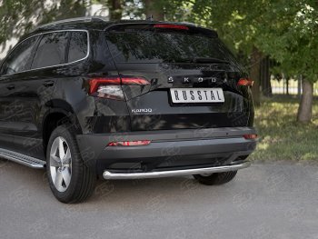 15 249 р. Защита заднего бампера (Ø63 мм, нержавейка) SLITKOFF Skoda Kodiaq NU7 дорестайлинг (2017-2021)  с доставкой в г. Екатеринбург. Увеличить фотографию 2