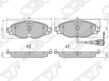 1 799 р. Колодки тормозные SAT (передние)  Skoda Kodiaq  NU7 (2017-2021), Skoda Octavia  A7 (2012-2020), Volkswagen Golf  7 (2012-2017), Volkswagen Polo  5 (2009-2015)  с доставкой в г. Екатеринбург. Увеличить фотографию 1