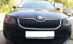 1 299 р. Сетка (для комплектации Active) на бампер Russtal (черная) Skoda Octavia A7 дорестайлинг универсал (2012-2017)  с доставкой в г. Екатеринбург. Увеличить фотографию 2