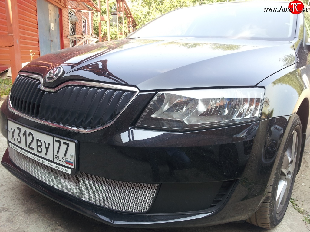 1 599 р. Сетка (для комплектации Active) на бампер Russtal (хром) Skoda Octavia A7 дорестайлинг универсал (2012-2017)  с доставкой в г. Екатеринбург