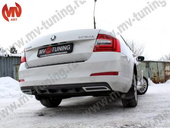 2 399 р. Накладка бампера (диффузор) MV-Tuning  Skoda Octavia  A7 (2012-2020) дорестайлинг лифтбэк, рестайлинг лифтбэк (Глянец, Неокрашенная)  с доставкой в г. Екатеринбург. Увеличить фотографию 2