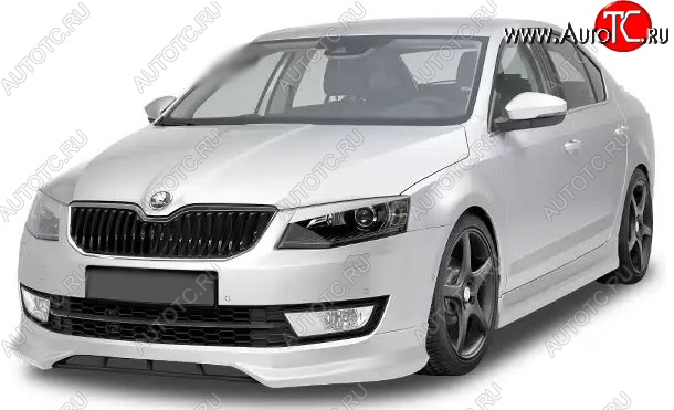 5 999 р. Накладка на передний бампер CT Skoda Octavia A7 дорестайлинг универсал (2012-2017) (Неокрашенная)  с доставкой в г. Екатеринбург