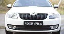 979 р. Зимняя заглушка решетки переднего бампера РА Skoda Octavia A7 дорестайлинг универсал (2012-2017)  с доставкой в г. Екатеринбург. Увеличить фотографию 2