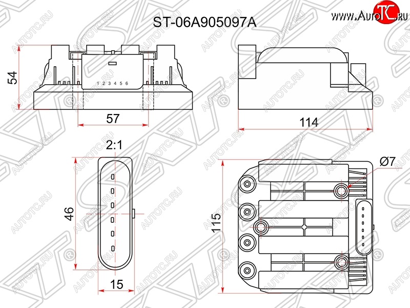 4 399 р. Катушка зажигания SAT (модуль)  Skoda Octavia ( Tour A4 1U5,  Tour A4 1U2) (1996-2000), Volkswagen Bora (1998-2005), Volkswagen Caddy  2K (2003-2010), Volkswagen Golf  4 (1997-2003), Volkswagen Touran  1T (2006-2010)  с доставкой в г. Екатеринбург