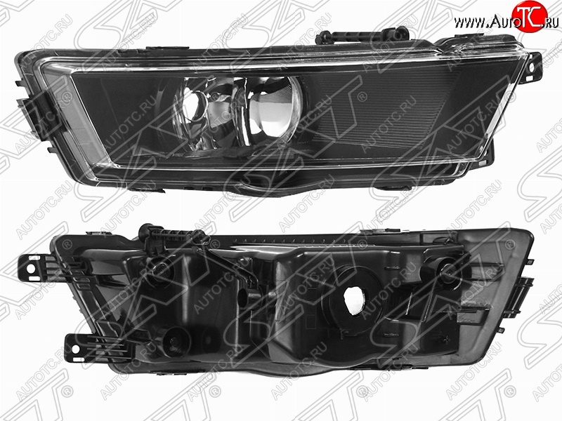 2 099 р. Правая противотуманная фара (чёрная) SAT Skoda Rapid NH1 хэтчбэк дорестайлинг (2012-2017)  с доставкой в г. Екатеринбург