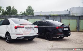 4 199 р. Имитация насадок глушителя RS Style MV-Tuning  Skoda Rapid  MK2 (2019-2024) (SILVER (серебро))  с доставкой в г. Екатеринбург. Увеличить фотографию 3