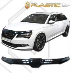 2 799 р. Дефлектор капота CA-Plastik Skoda Superb B8 (3V) лифтбэк дорестайлинг (2015-2019) (Classic черный, Без надписи)  с доставкой в г. Екатеринбург. Увеличить фотографию 1