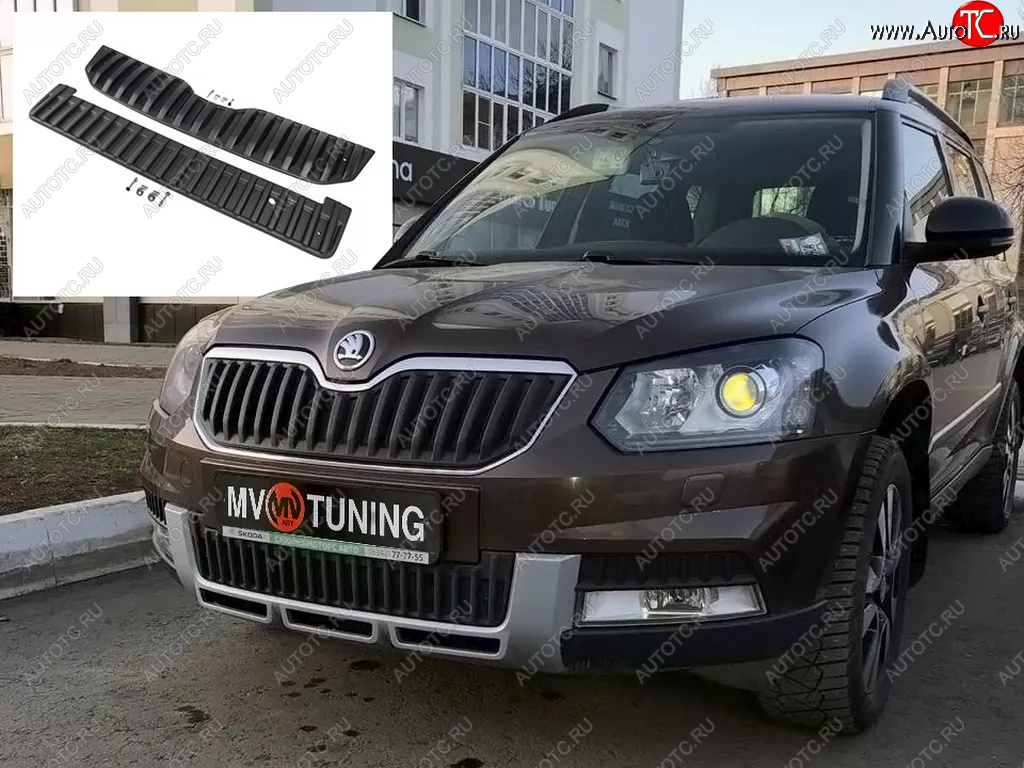 2 999 р. Заглушка решетки радиатора (верхняя, OUTDOOR) MV-Tuning  Skoda Yeti (2013-2018) (Текстурная поверхность)  с доставкой в г. Екатеринбург