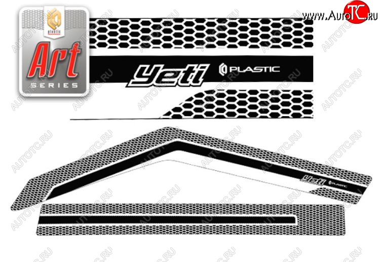 2 079 р. Дефлектора окон CA-Plastic  Skoda Yeti (2009-2013) (Серия Art черная)  с доставкой в г. Екатеринбург