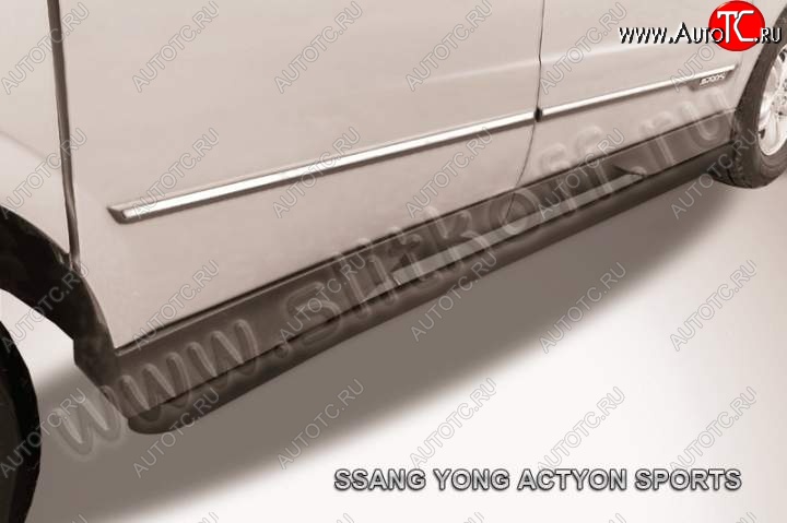 11 999 р. Защита порогов Slitkoff SSANGYONG Actyon Sport (2012-2024) (Цвет: серебристый)  с доставкой в г. Екатеринбург