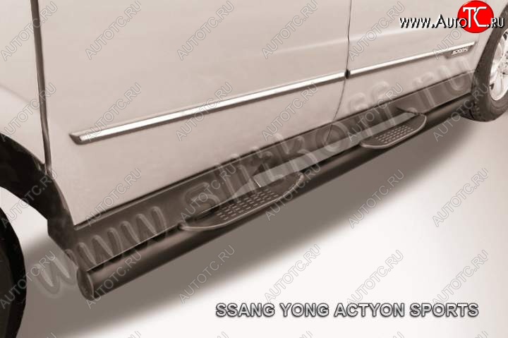 13 299 р. Защита порогов Slitkoff SSANGYONG Actyon Sport (2012-2024) (Цвет: серебристый)  с доставкой в г. Екатеринбург