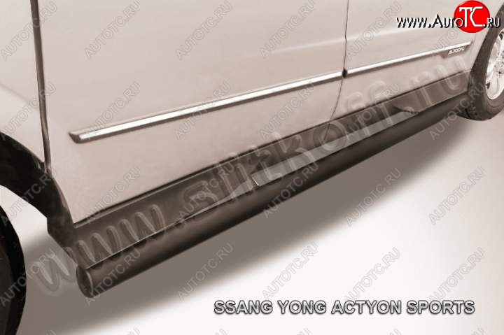 11 499 р. Защита порогов Slitkoff SSANGYONG Actyon Sport (2012-2024) (Цвет: серебристый)  с доставкой в г. Екатеринбург