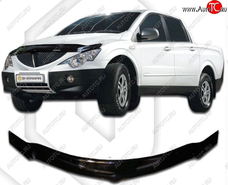 2 479 р. Дефлектор капота CA-Plastiс exclusive SSANGYONG Actyon 1 (2006-2010) (Classic черный, Без надписи)  с доставкой в г. Екатеринбург