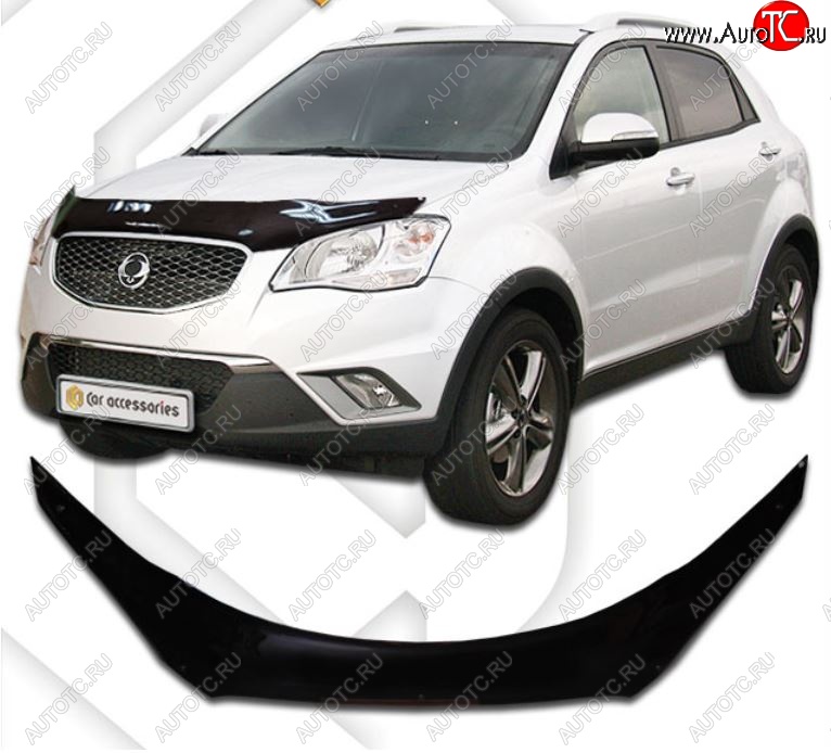 2 079 р. Дефлектор капота CA-Plastiс  SSANGYONG Actyon (2010-2013) дорестайлинг (Classic черный, Без надписи)  с доставкой в г. Екатеринбург