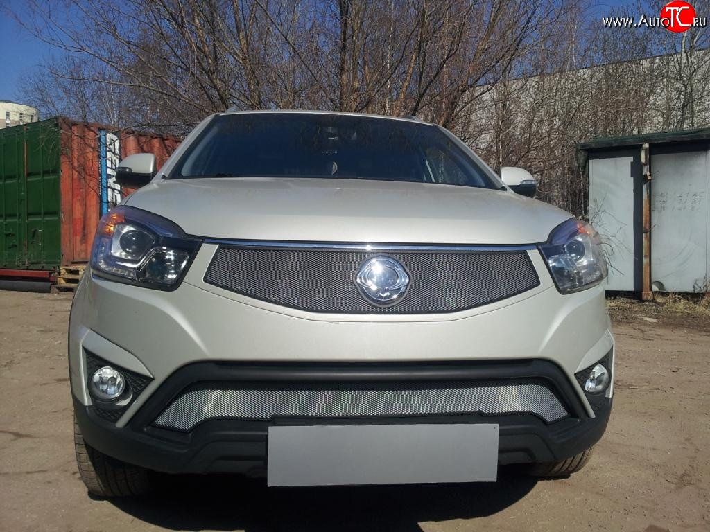 1 539 р. Верхняя сетка на бампер Russtal (хром)  SSANGYONG Actyon (2013-2021) рестайлинг  с доставкой в г. Екатеринбург