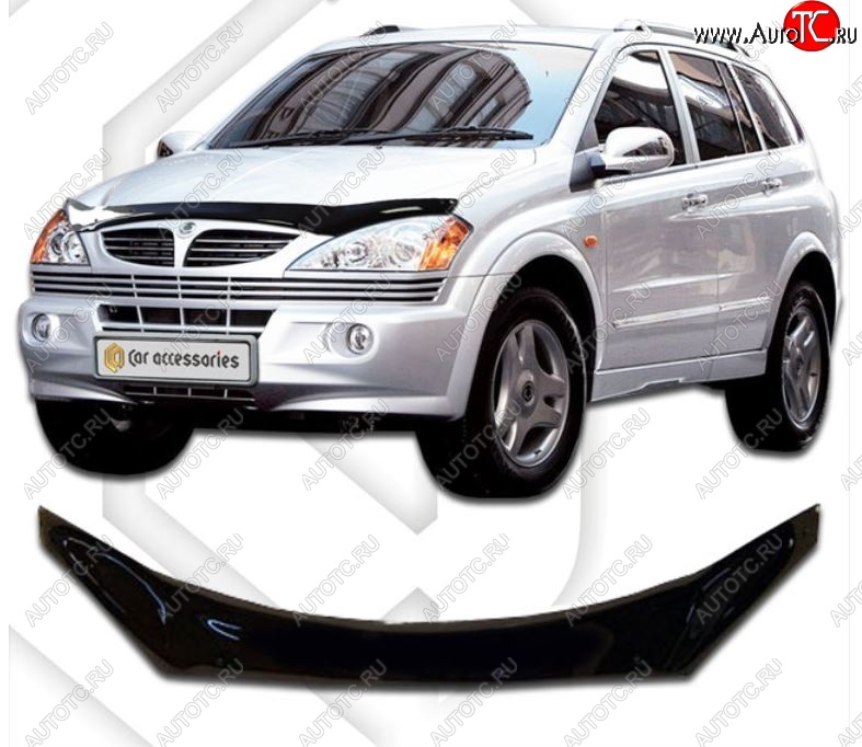 2 299 р. Дефлектор капота CA-Plastiс exclusive SSANGYONG Kyron дорестайлинг (2005-2007) (Classic черный, Без надписи)  с доставкой в г. Екатеринбург